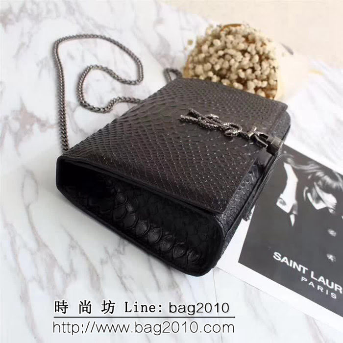 YSL聖羅蘭 原單貨 蟒蛇紋牛皮 鏈條流蘇單肩小包 311223 YAS1166